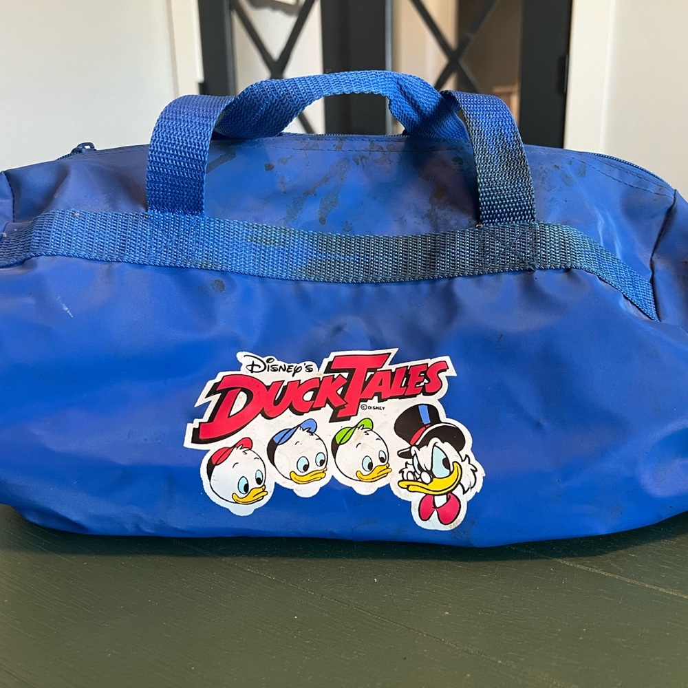 Disney Vintage Duck Tales Blue Kids Duffle Bag Huey Dewey & Louie